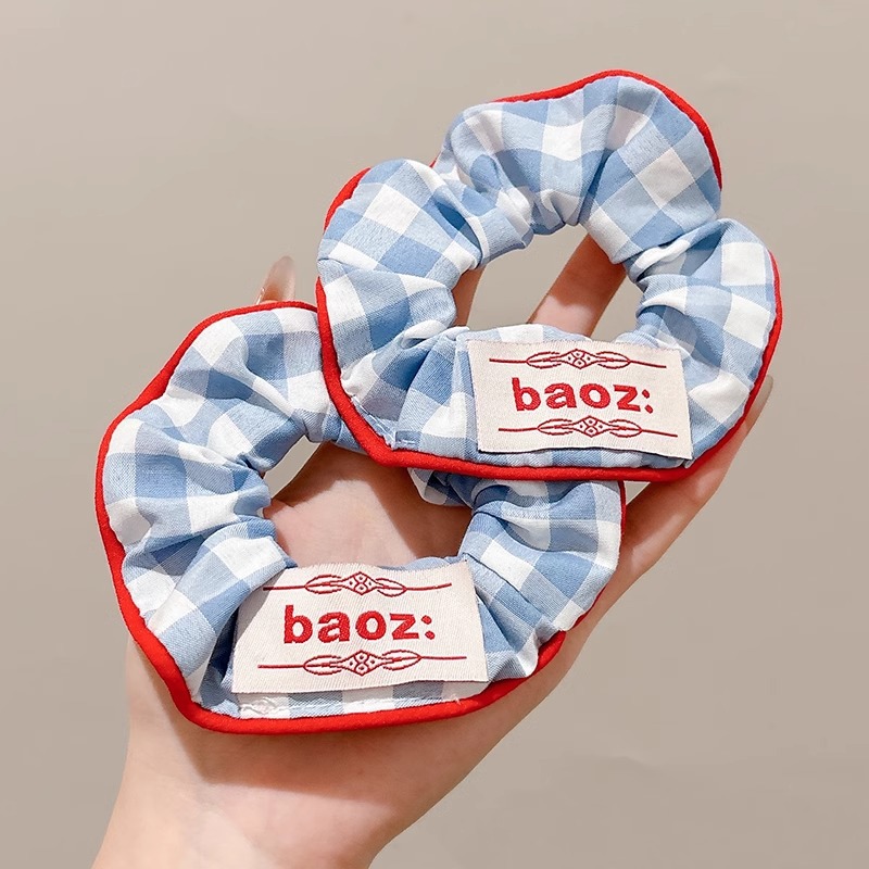 Inswind fresco dulce intestino grueso anillo de cabello de alta sensación azul y blanco cuerdas de cabello cuerdas de cabello de cola de caballo