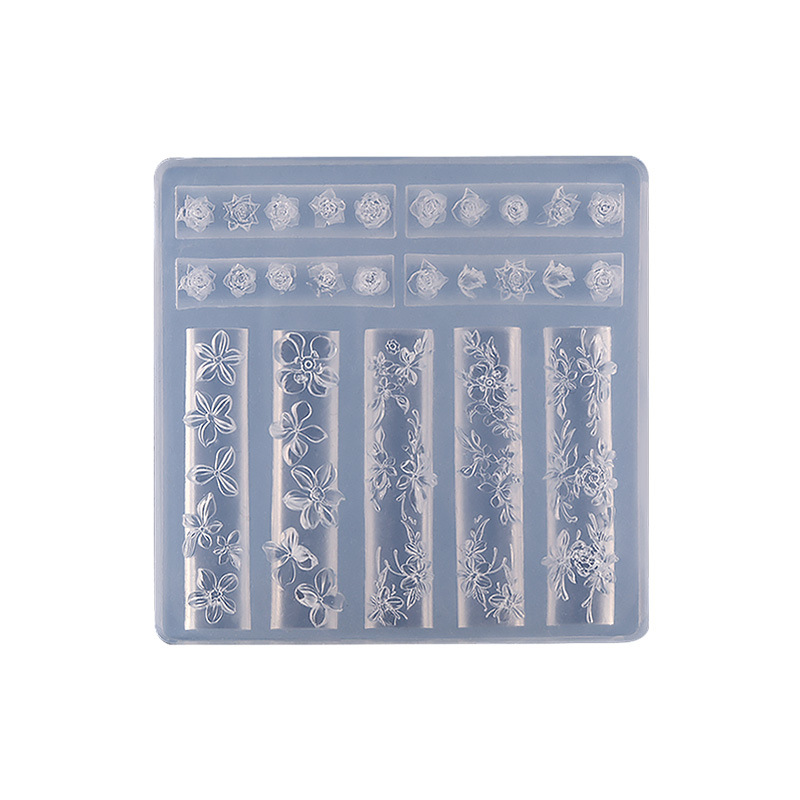 Nueva joyería de arte de uñas 3D molde tridimensional de silicona cadena de cuentas collar línea arco de dibujos animados uñas talladas abrasivo