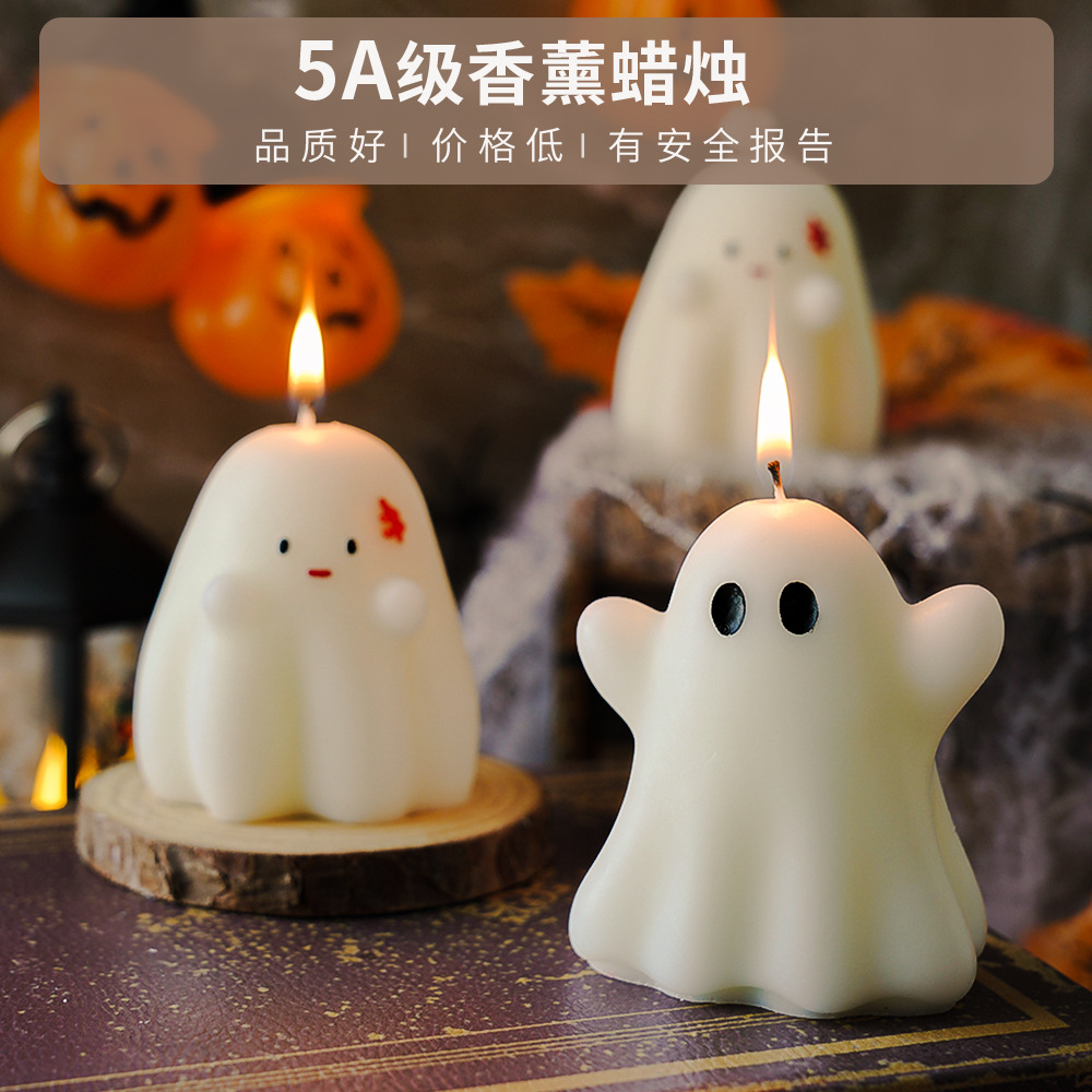 Velas de Halloween fantasmas aromáticas atmósfera sensación de regalo de mano vela creativa transfronteriza hecha a mano perfume cera de modelado