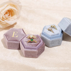 Etsy人気ホットスタンプ六角形ハクチョウベルベットリングボックスシングルスロットダブルスロット结婚式プロポーズ周年记念プレゼント