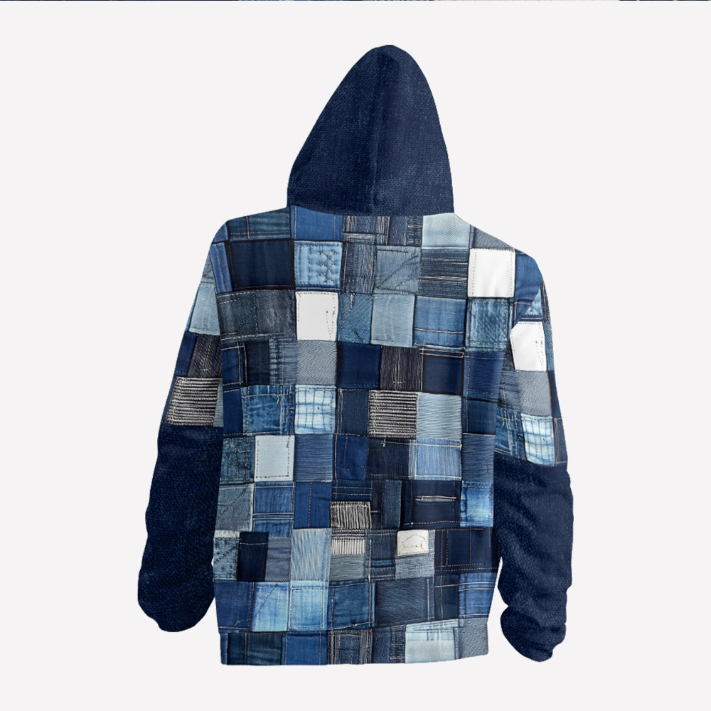 Giacca in cotone spesso con cappuccio e cerniera da uomo in stile europeo stampato autunno e inverno 2024_voghion.com