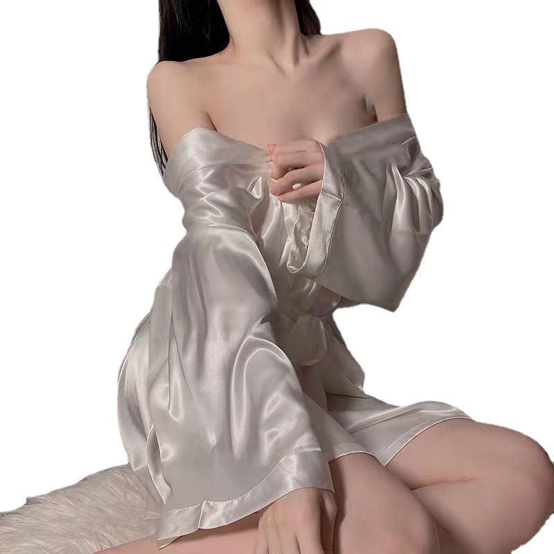 (2개) 긴 국경 도매 제조 업체에서 나이트 가운 여성 의류 새로운 바람 칼라 여름 아침 얇은 일본 자극