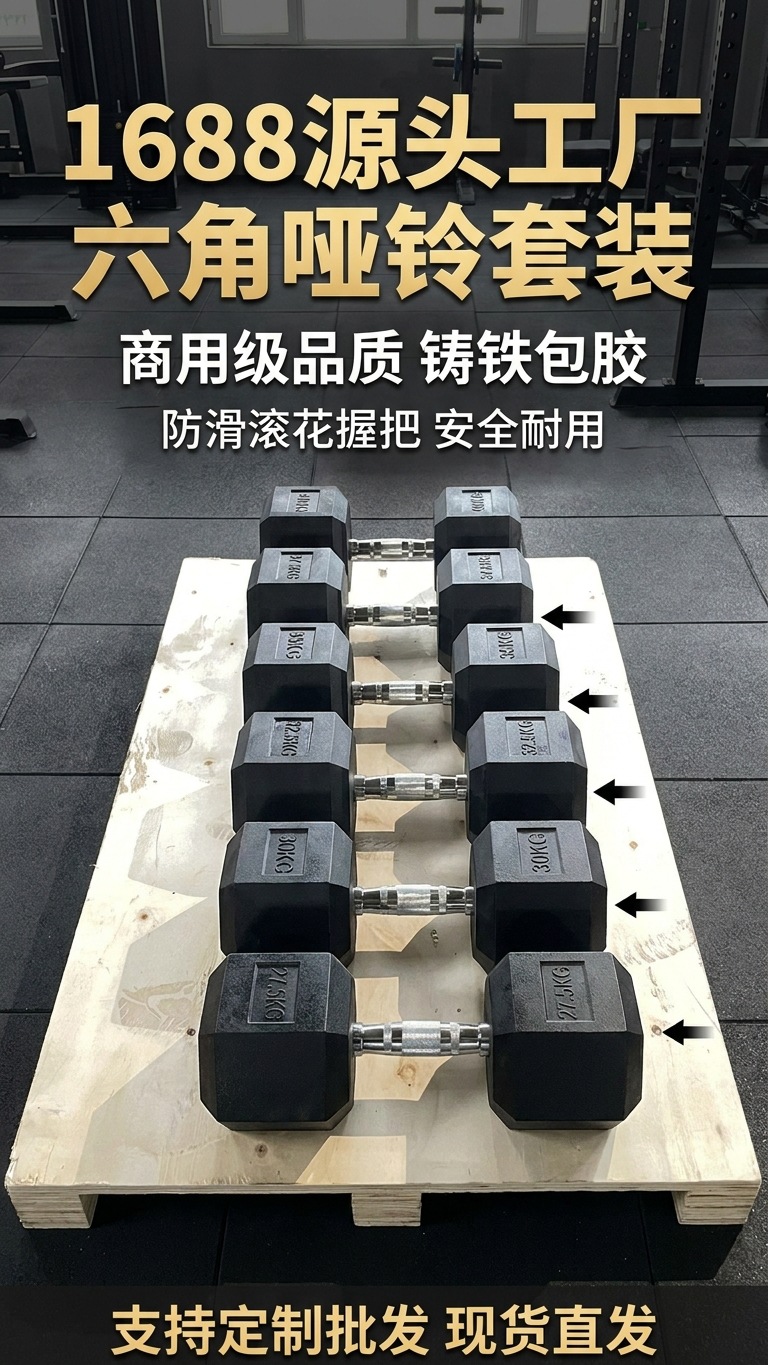 Großhandel Export Fitnessstudio 1-50kg Herren- und Damen-Heimhantel-Set gummibeschichtete sechseckige Hanteln für gewerbliche Nutzung