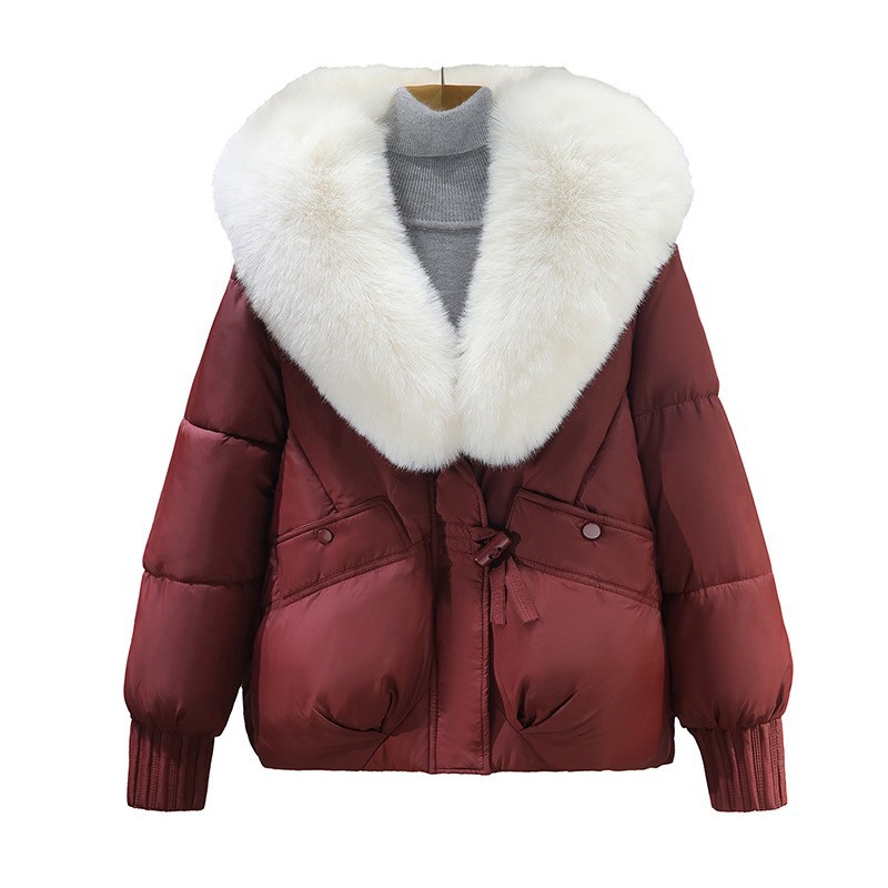 Invierno nuevo tipo desmontable de cuello grande abrigo de algodón de pluma mujer corto estilo coreano abrigo de algodón suelto abrigo de alta calidad image 5