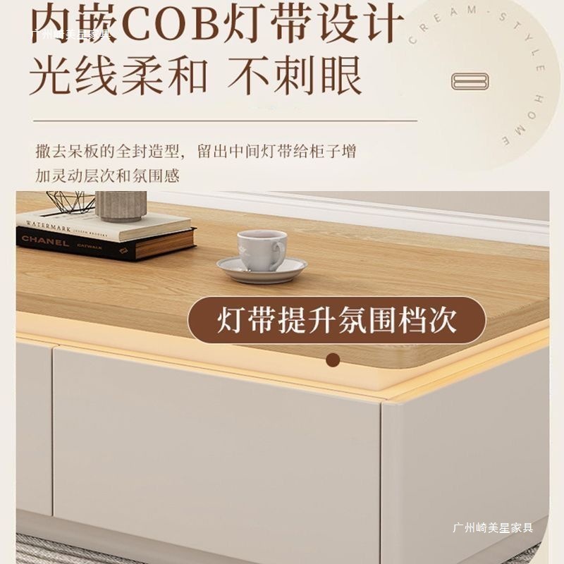 ログクリームスタイルフレンチテレビキャビネットコーヒーテーブル組み合わせラウンドコーナーリビングルームフロアスタンドホーム小さなアパートモダンシンプル|undefined