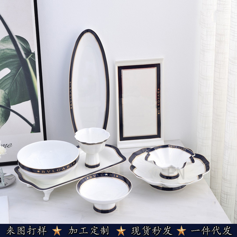 New Cross-border Hot Sale Bone China Bowl Plate Clhineland Turkey Espresso Cup Classic Blue Tableware Wholesale