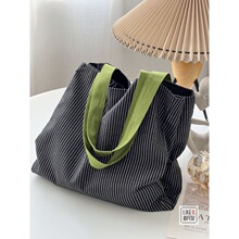 原创小众设计韩版格纹帆布多层托特瑜伽袋文艺休闲单肩帆布包