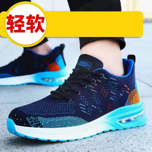 Men's Athletic Shoes 2025 Summer New Lace-Up Casual Shoes with Air Cushion Flyknit Running Shoes Cross-Border Wholesale Casual Shoes