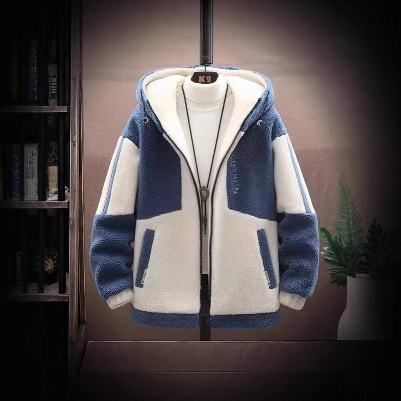 2025 Cashmere Jacket Men's Autumn and Winter Loose Quilted Thickeneded Jacket 150kg Clothes That Can Also Be Worn