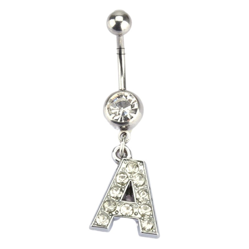 Inglés letras A- Z anti-alergia cuerpo piercing joyería de las mujeres ombligo uñas ombligo anillo AliExpress deseo Venta caliente