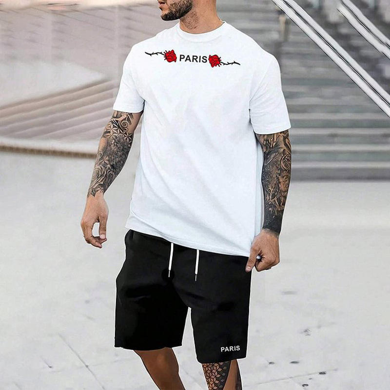 2023 camiseta de moda de verano corriendo fitness cuello redondo manga corta 3D impresión de los hombres de comercio exterior traje de Deportes de calle