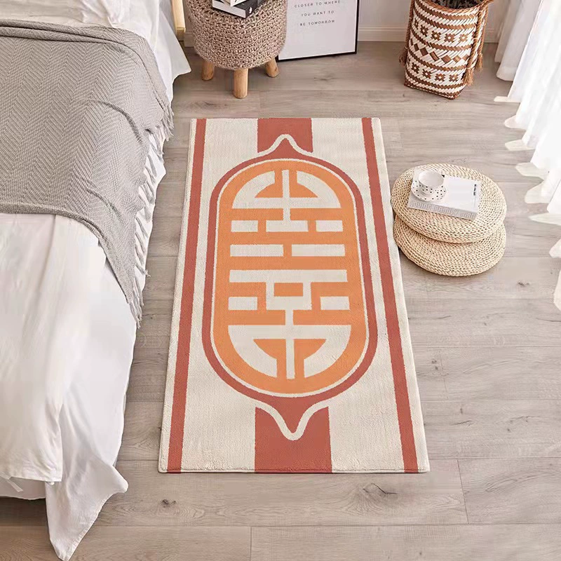 Китайский стиль свадебное красное hi-символ bedroom imitation cashmere плед у двери прихожей, нескользящий влагопоглощающий ковер