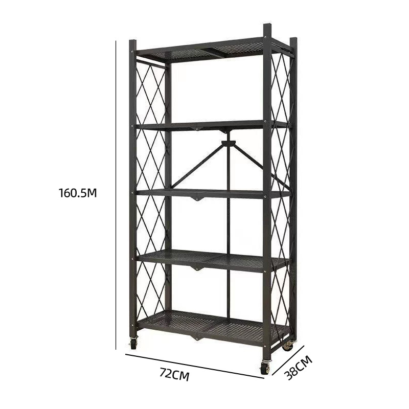 Estante de almacenamiento plegable de cocina sin instalación Estante de acabado de piso multicapa Estante de almacenamiento de horno de microondas transfronterizo doméstico