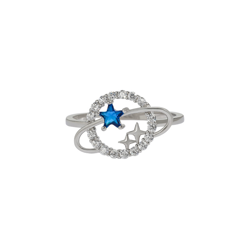 7g Weight Zircon Inlay Material 925 Sterling Silver Zircon Star Rings