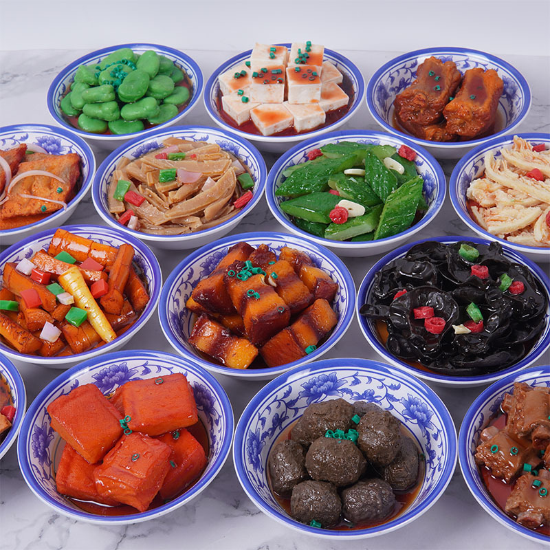 仿真食物小碗菜模型创意红烧肉大虾凉皮碗装菜样板间菜品展示摆件