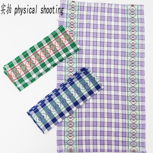 Cross-border wholesale foreign trade for thick absorbent grid stripe printed cotton tea towel tea cloth manufacturers straight hair