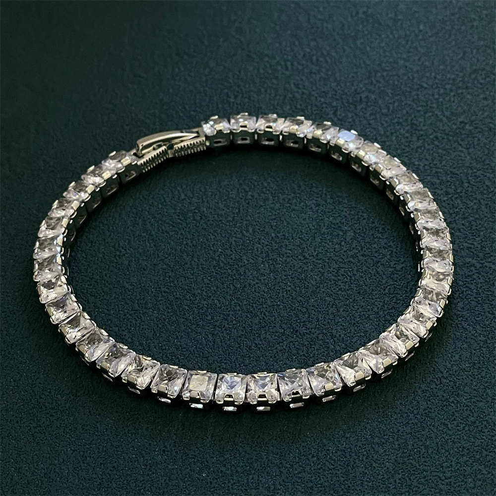 Серебряный аксессуар, белый браслет, 5 мм