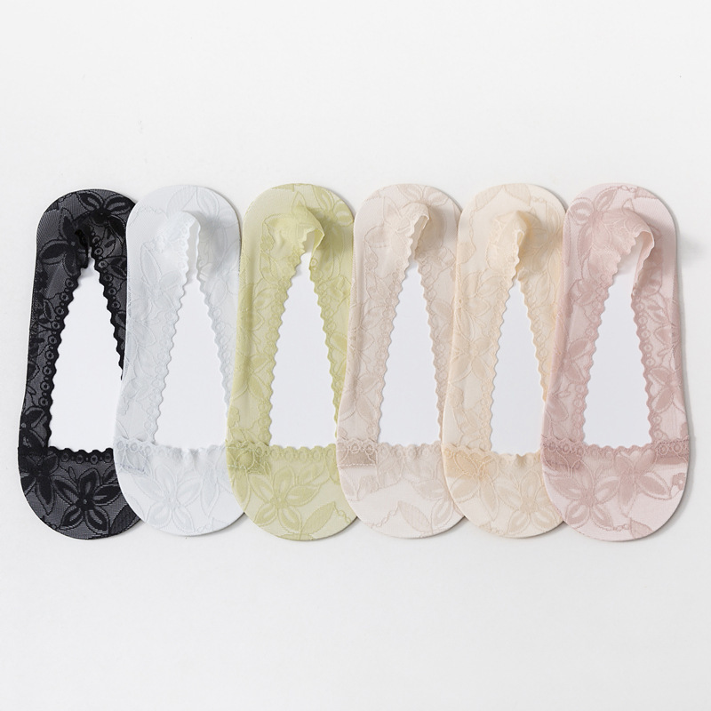 Women's low-top low-cut ultra-thin invisible socks lace mesh breathable boat socks all-match lining socks ins