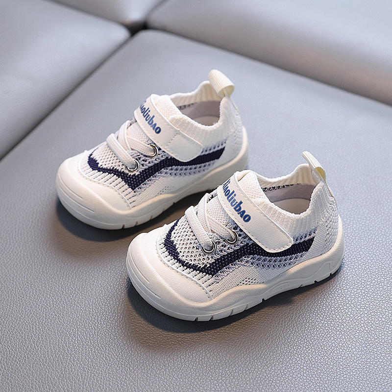 Primavera y otoño nuevos zapatos de malla para bebés zapatos para niños pequeños transpirables zapatos casuales de suela suave de tejido volador para bebés y niños pequeños zapatos para niñas
