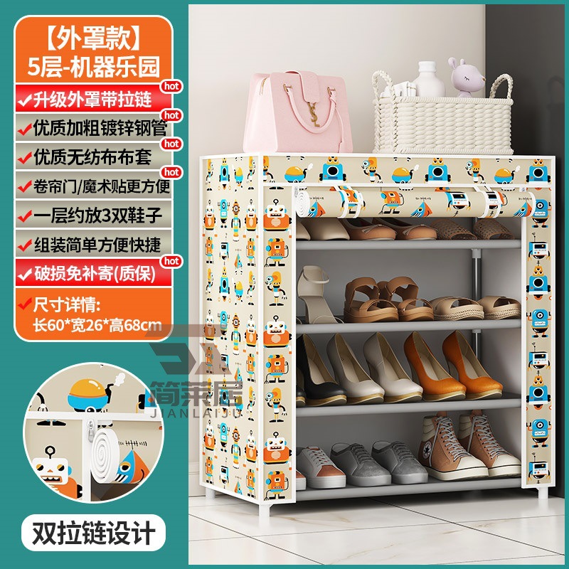 Estante de zapatos multicapa puerta doméstica cubierta a prueba de polvo alquiler simple gabinete de zapatos dormitorio almacenar artefacto mágico gabinete de tela