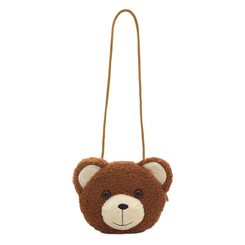 New cute plush trendy children's Bear Cat messenger bag Coin Coin purse girl's shoulder Mini satchel