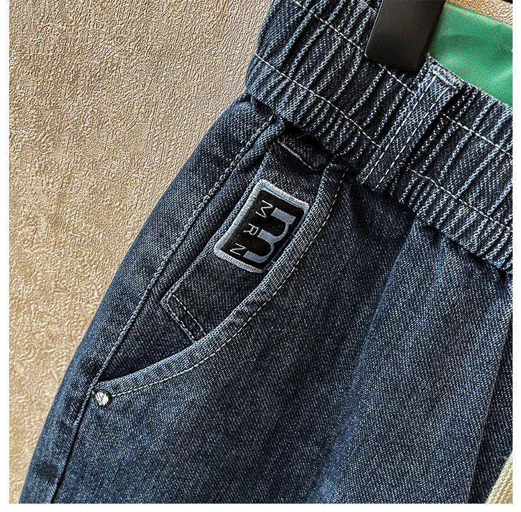 High end jeans for men in 2023, new Korean version trendy and fashionable, versatile, elastic waist drawstring tied_voghion.com