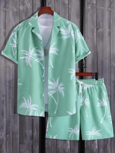 Men's summer shirt, beach trousers, set for leisure, 3D digital printing service 4