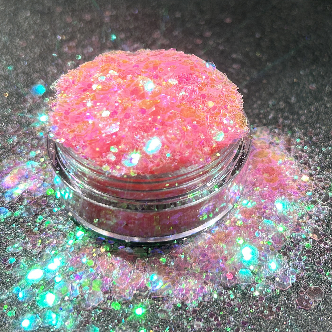 Golden Iridescent Polarized Semi-Transparent Sparkling Nail Art Glitter Transparent DIY Handmade Resin Decoration Nail Stickers