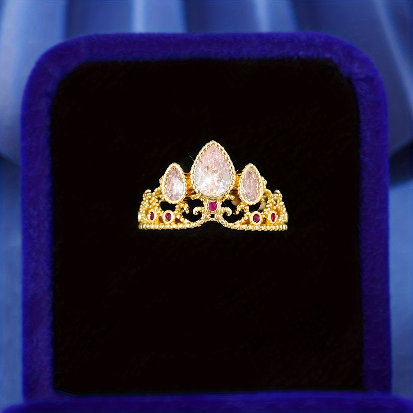 6g Weight Open Rings Classification Wholesale Jewelry Princess Sweet Crown Copper Plating Open Rings