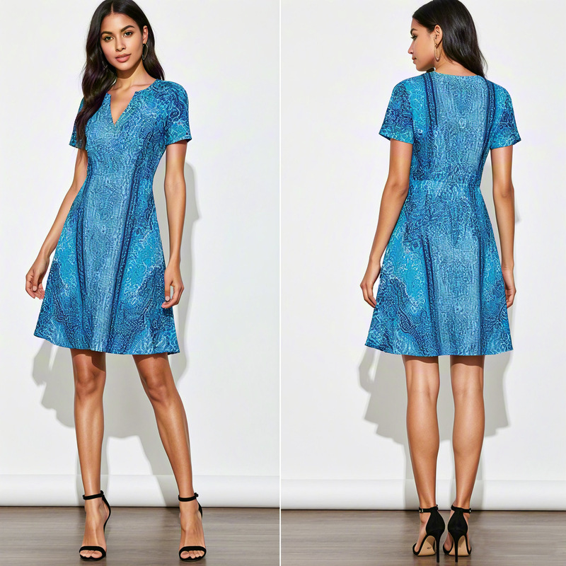 Cross-Border European and American Fashion Women's Plus-Size Sublimation Print Dress Custom Full-Body Digital Print Small Order Quick Return