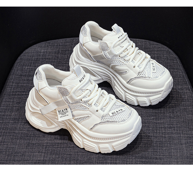 Giày sneaker chunky nữ đế dày độn cao bên trong phong cách thời trang mạng mới hè 2026 — M2831 màu tím, M2831 bạc, M 2831m màu chi tiết 30