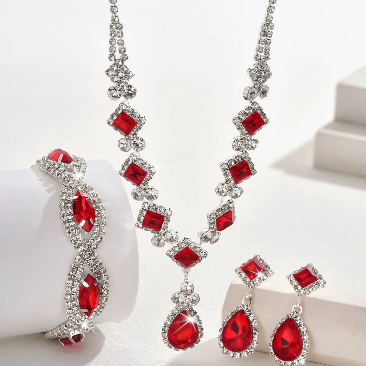 Necklace and earrings with tassels, set, chain for key bag , European style, light luxury style, high-quality style
