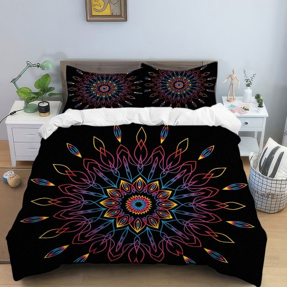 Fábrica de origen textil doméstico Mandala kit de edredón de impresión digital suave soporte transpirable TEMU / JIT