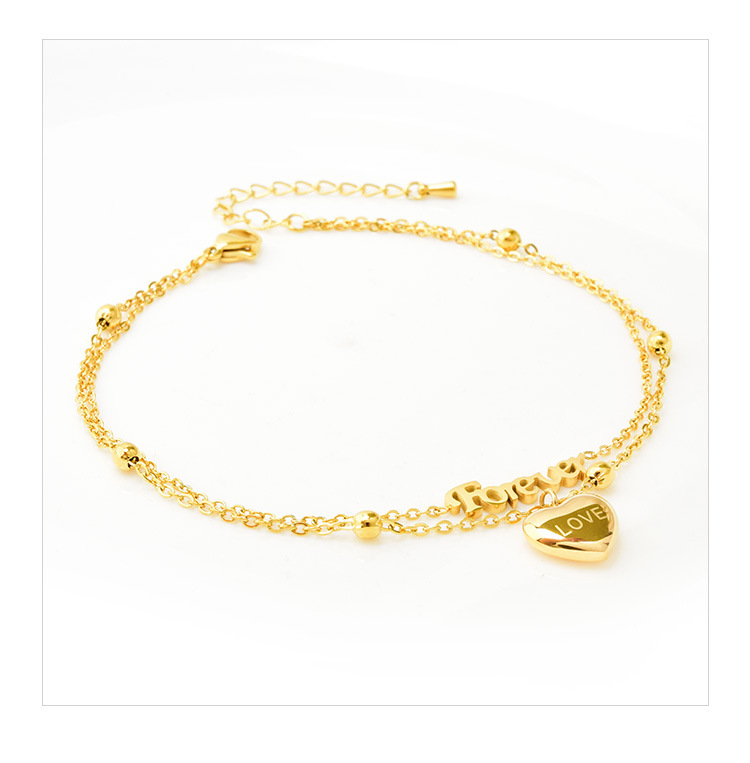 Fashion Letter Heart Shape Titanium Steel Plating Womenu0027S Anklet