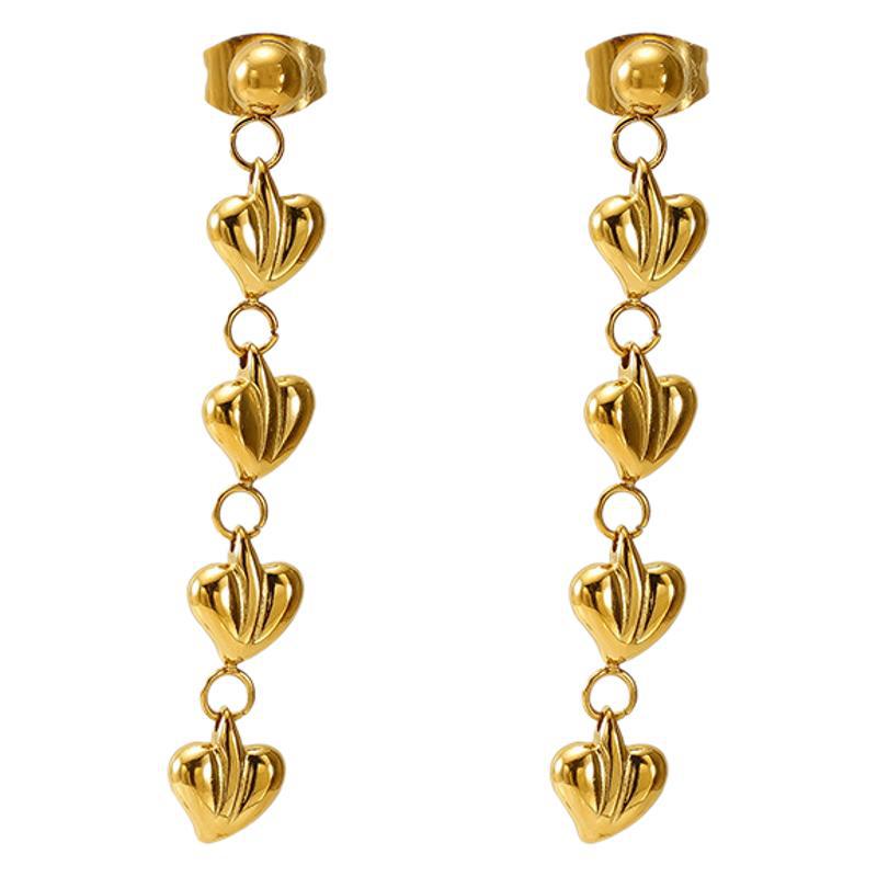 Pendientes de acero inoxidable de amor largo de nuevo estilo transfronterizo Pendientes de acero de titanio chapado en oro de dos colores de alta calidad para mujer