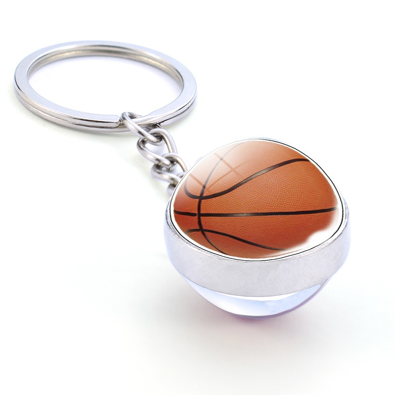 football glass keychain for keys