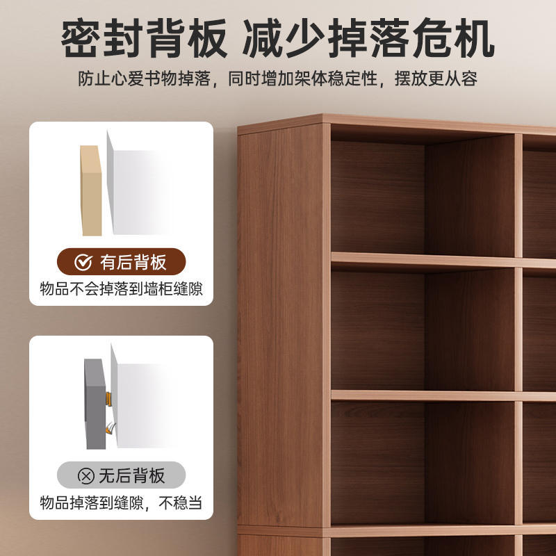 Estante de libros moderno y simple sala de estar libre combinación creativa de almacenamiento de exhibición gabinete de rejilla de gran capacidad contra la pared estante de libros integrado