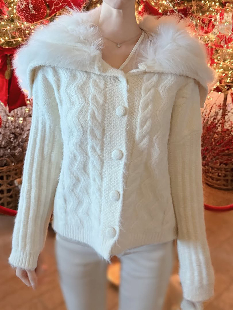 Color sólido cuello de capillado de hebilla de una sola fila chaqueta de punto de moda femenina relajada ocio 2025 estilo europeo y americano transfronterizo
