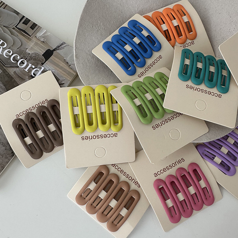 Süße und schöne creme farbe Oval BB clip pony clip 4-teiliges set matt mädchen herz kleine haarnadel seite clip frauen_voghion.com