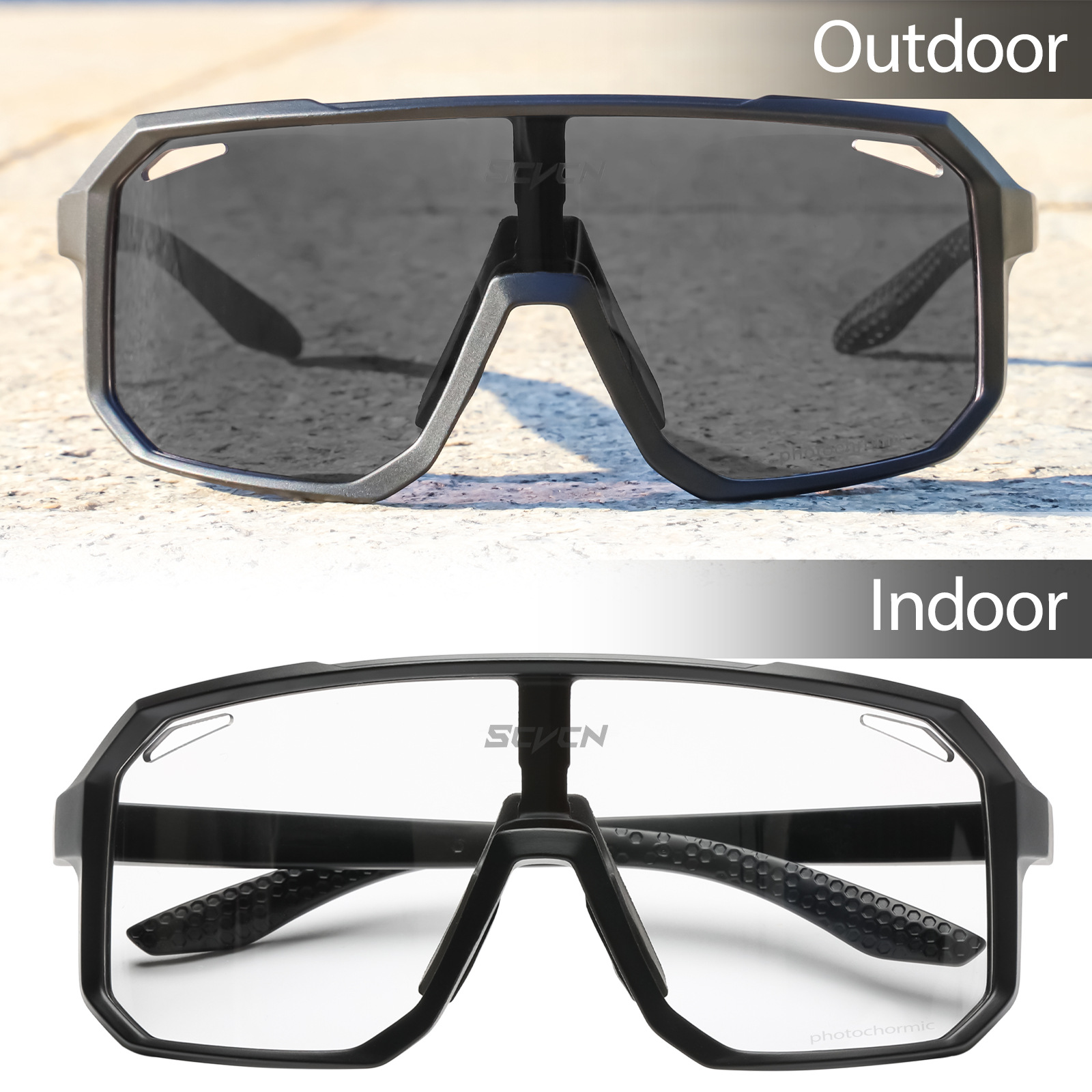 Gafas de Sol Fotocromáticas para Ciclismo de PC con Marco Completo para Ciclismo de Montaña y Carretera