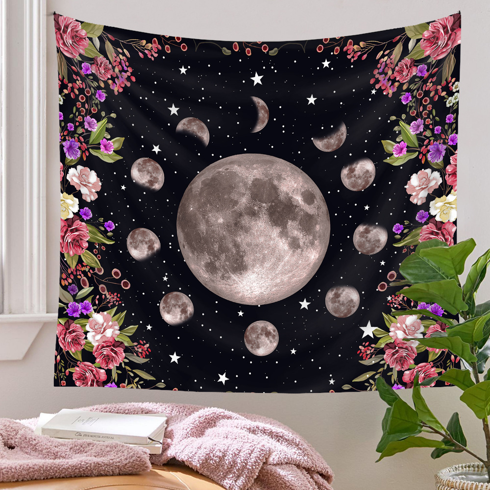 Bohemian Psychedelic Plant Moon Printing Hanging Decoration Cloth Tapestry Wholesale Nihaojewelry display picture 4