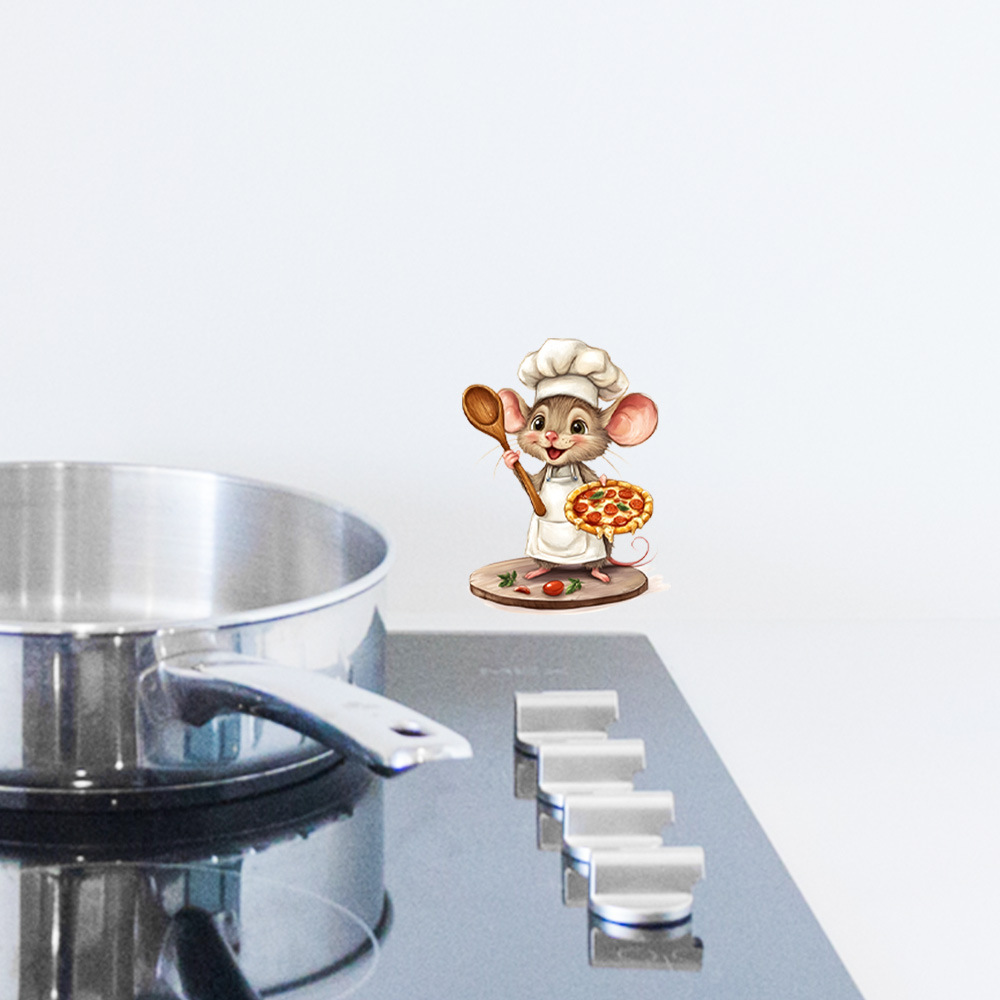 Creative cartoon cute mouse pizza self-adhesive wall stickers kitchen living room corner stairs removable home decoration stickers