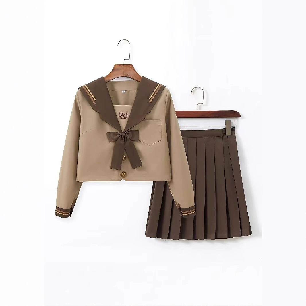 Прямые поставки с фабрики, послепродажное обслуживание, коричневая школьная форма JK в стиле молочного чая, аутентичный японский матросский костюм, комплект JK, плиссированная юбка в школьном стиле для женщин