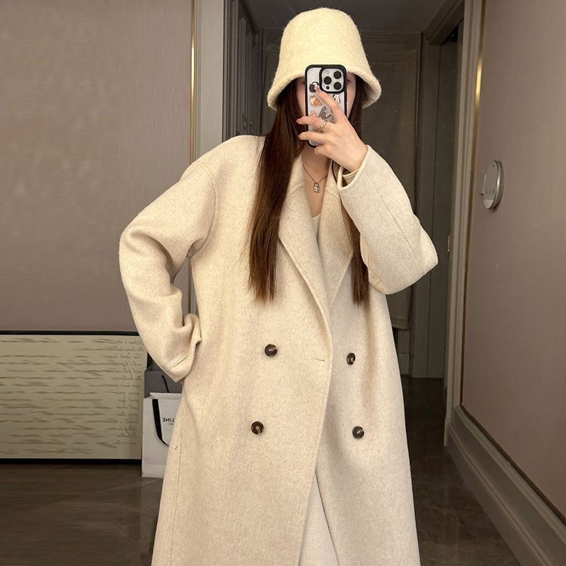 2025 Off-Season Special Promotion Hot Style Korean Women's Double-Sided Wool Mid-Length Slimming Look Double-Sided Wool Coat Trendy