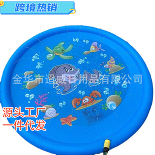 Cross-border pvc outdoor toy water spray mat lace game water fountain dolphin two-color paddling pool grass spray mat