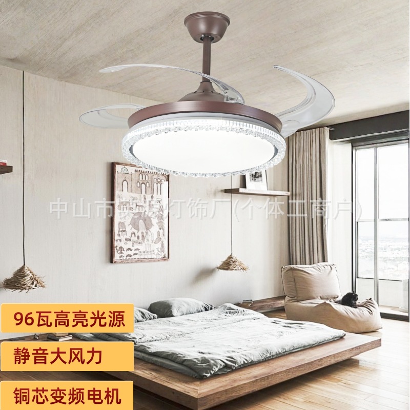 Zhongshan Lighting Fixtures Ceiling Light with Variable Frequency Fan Light Led Ceiling Fan Light Invisible Smart Dimmable Fan Light for Home Use
