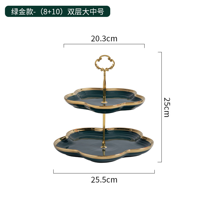 De estilo europeo de tres capas plato de fruta de cerámica sala de estar hogar creativo tarde té postre pastel de dulces postre estante plato de fruta seca