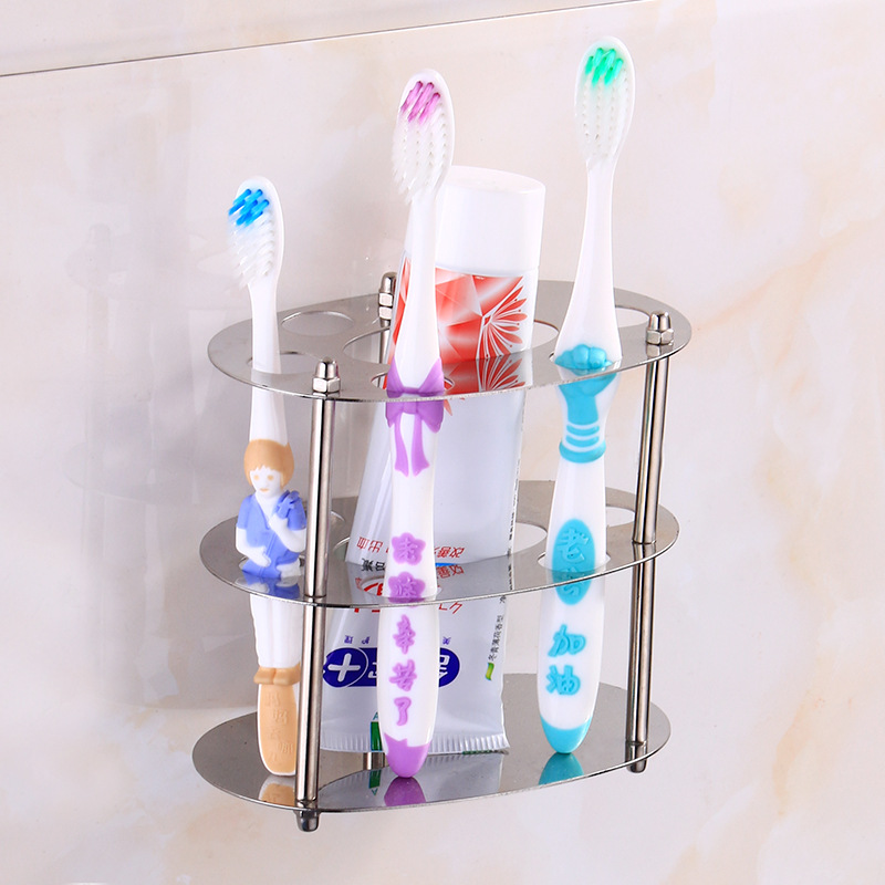 Engrosamiento de acero inoxidable cepillo de dientes eléctrico pasta de dientes estante de almacenamiento baño encimera organizador rack suministro directo de fábrica