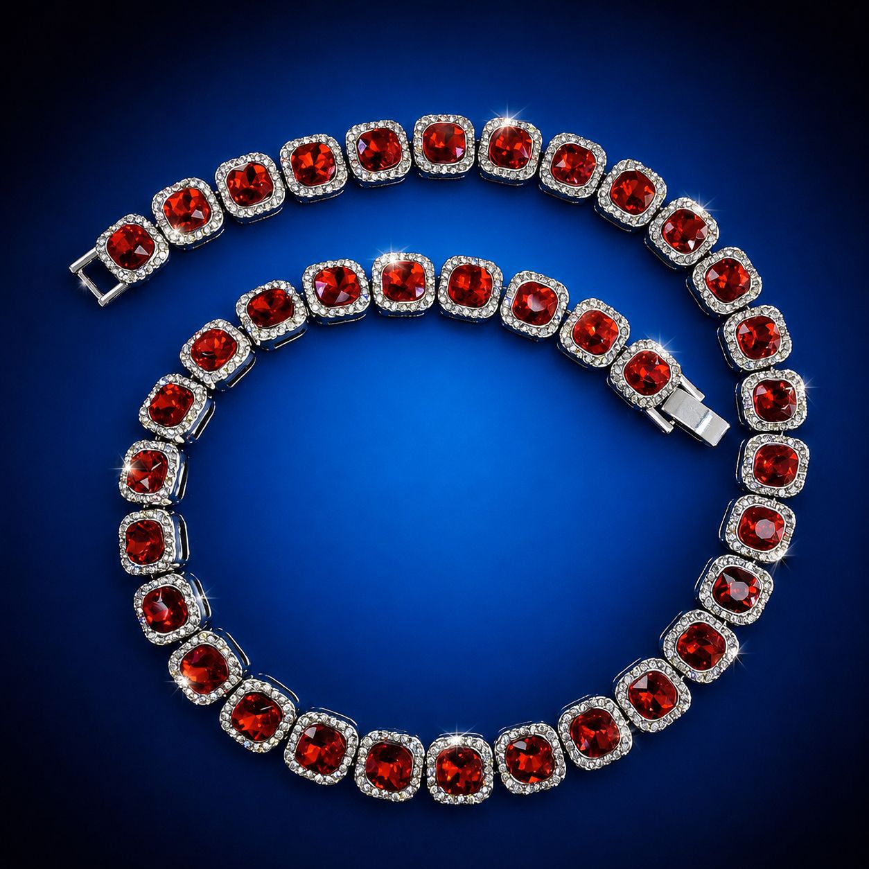 Nueva Europa y América hip hop de los hombres cristal rojo 12mm mano cubana collar Rock Candy cadena hiphop moda Accesorios image 3