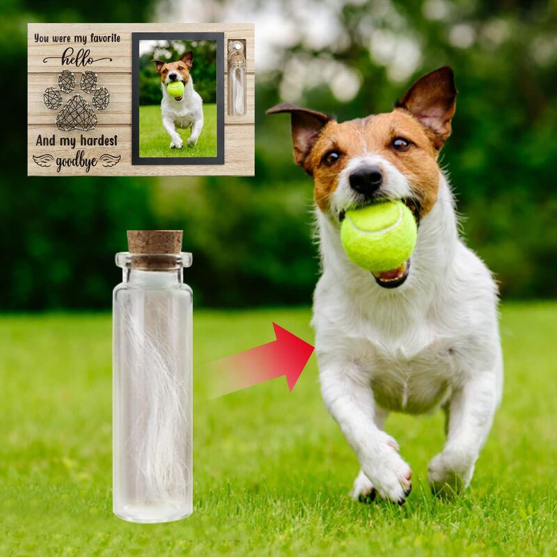 Wooden Pet Memorial Photo Frame Pet Dog Photo Frame Pendant Wooden Stereo Photo Frame with Bottle